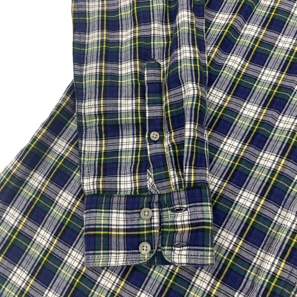 J. Crew Classic Long Sleeve Button Down Navy Green Plaid 8 - Picture 7 of 7